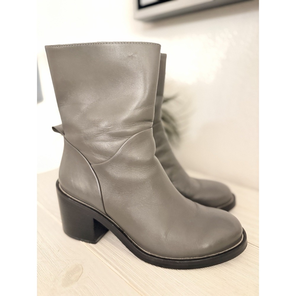 Allsaints Ankle‎ Boots Women 6.5 37 Macarthur Chain Boot Leather Block Heel $450